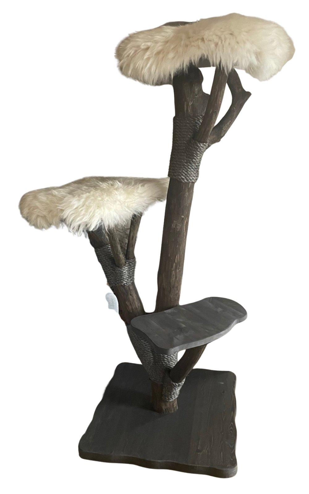 ARCHI Kratzbaum schwarz mit weißem plüschigen Bezug