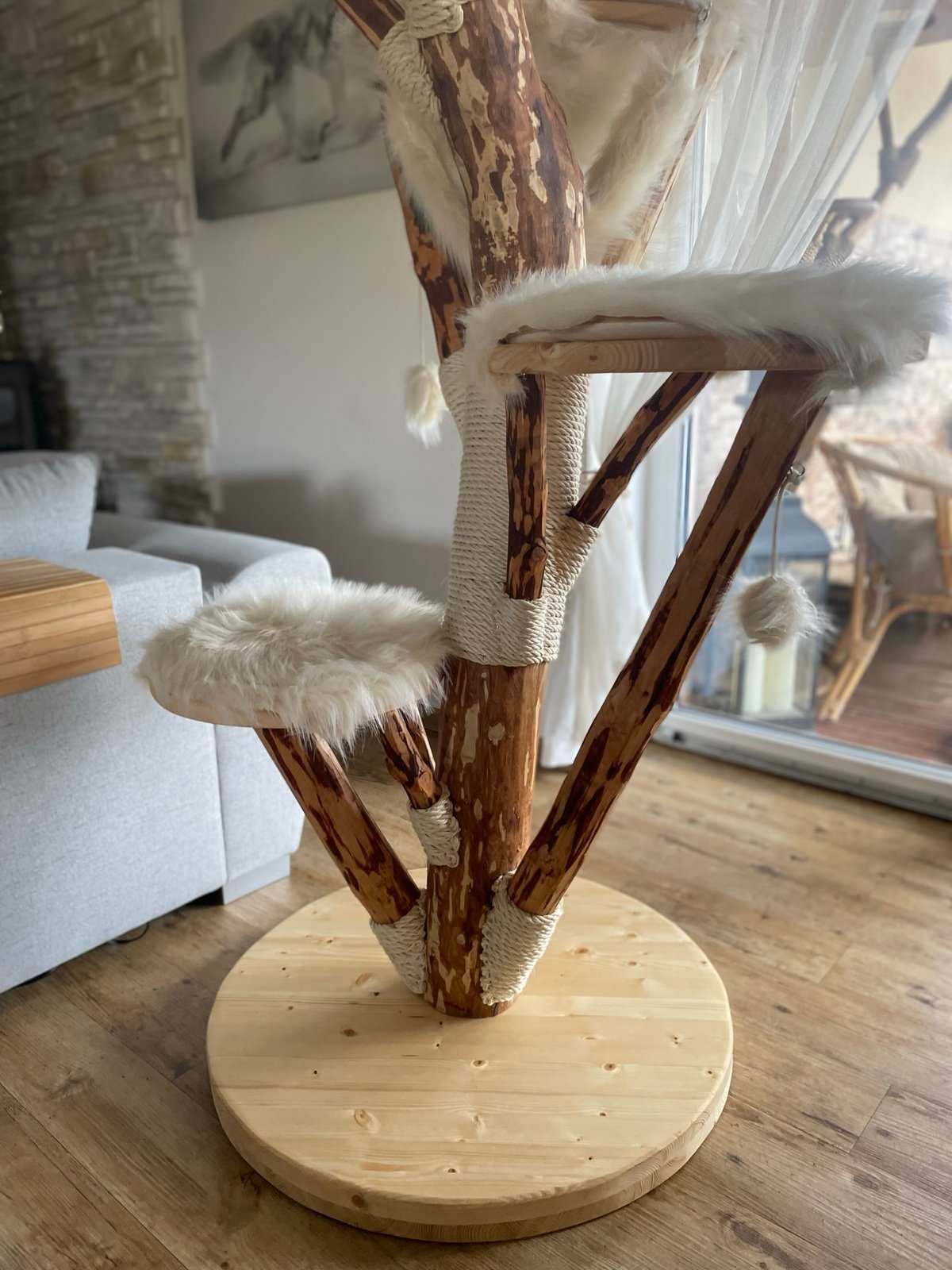 beiger Fellbezug Katzenbaum