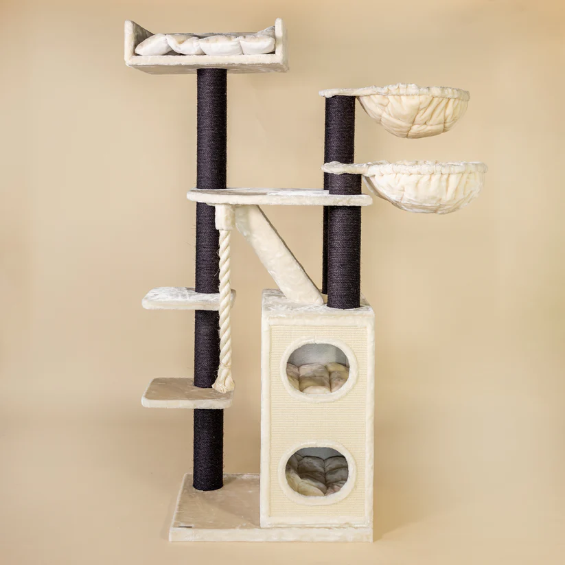 kratzbaum beige und schwarz hoch
