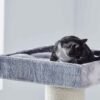 Stabiler Katzenkratzbaum Samar in Grau 130 cm mit Hängematte und Ø 20 cm Sisalstämmen