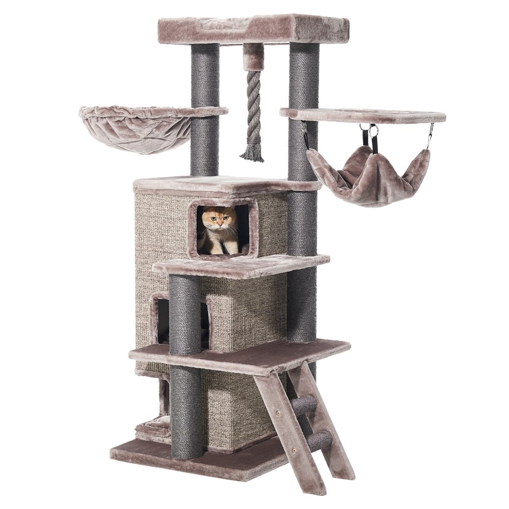 brauner großer gemütlicher Katzenkratzbaum