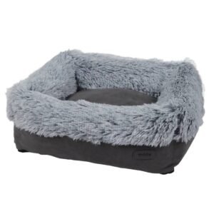 plueschkatzenbett-mit-mikrofaser-in-grau-eckig